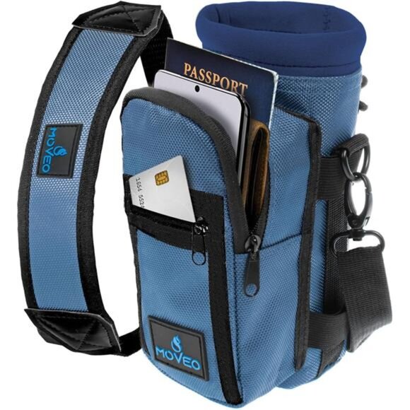 Water Bottle Holder Carrier - Bottle Cooler w/Adjustable Shoulder Strap - Picture 2 of 7